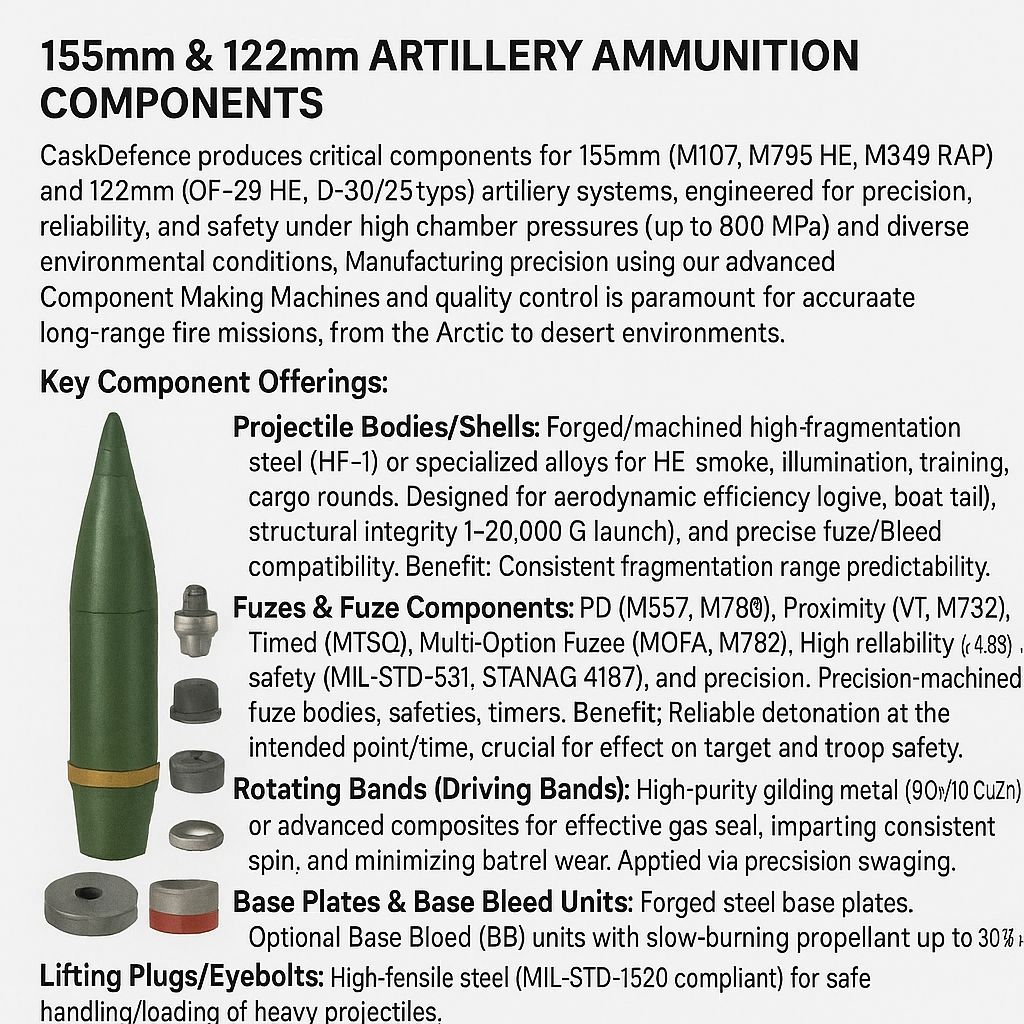 Componentes de Projétil de Artilharia 155mm CaskDefence